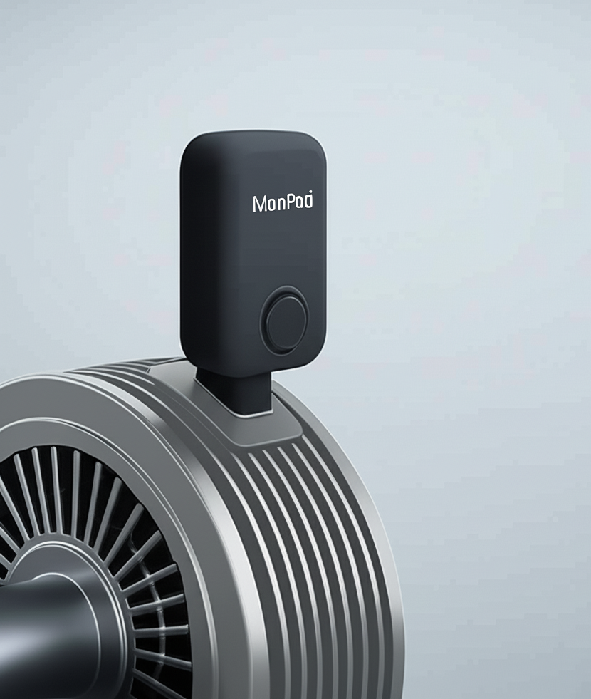 A high-quality 3D render of the MonPod sensor.